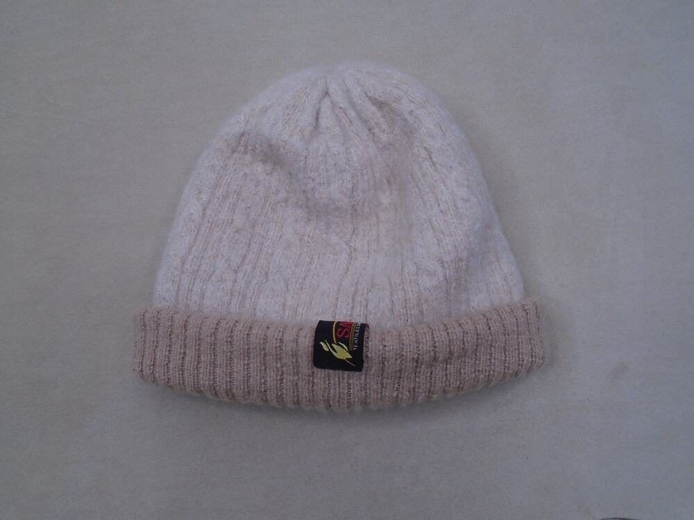 Sara Textiles 100% Baby Alpaca Wool Reversible Beanie Hat Soft Beige